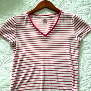 Jones New York Pink and White Striped Top